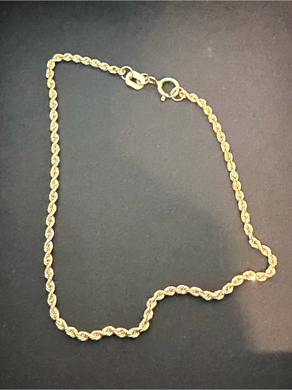 10k Solid Gold Twisted Rope Bracelet 7” length